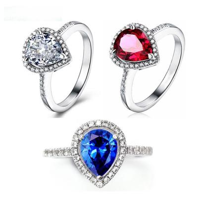 China SKA 925 CLASSIC Vintage Heart Shaped Zircon Silver Ladies Diamond Ring for sale