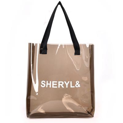 China Eco-Friendly Accept Custom Waterproof PVC Plastic Vinyl Tote Hand Bag For Shopping Transparent Clear Stadium Bag Large Capacity for sale