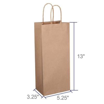 China RD Recyclable Gift, Kraft Retail Bags, Brown Paper With Handles Wine Bottle Paper Bag for sale