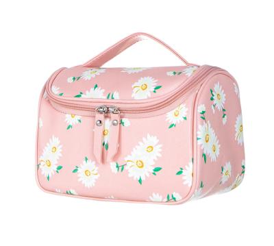 China Women Accessories Makeup Brush Travel Cosmetic Organizer Bag Flowers Waterproof Pink Zipper Custom Made Eco-Friendly Great Gift for sale