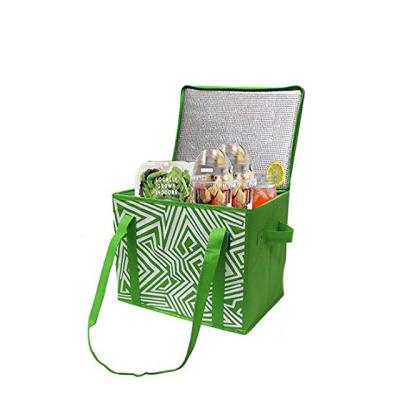 China Eco-Friendly Reusable Premium Nonwoven Foil Thermal Bag Zipper Box Cooler Grocery Insulated Cool Bag for sale