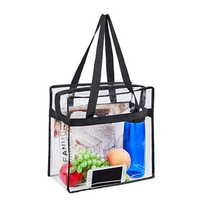 China Eco-friendly Work PVC Tote Shoulder Bag Womens Handbag Tote Clear Shopping Bag Security for sale