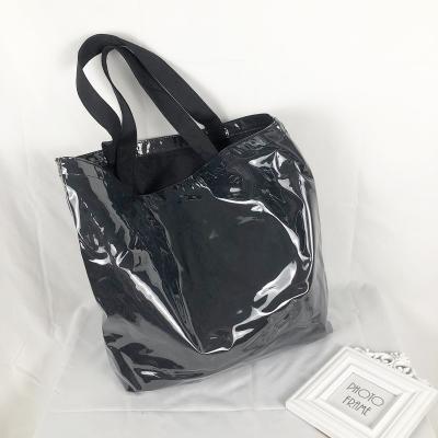 China Premium Quality Holographic Iridescent PVC Eco-Friendly Tote Bag With Long Handles Shoulder Shopper Beach Handbags for sale