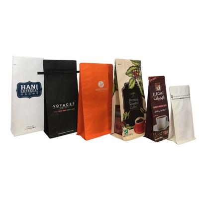 China Eco-Friendly Tin Tie Coffee Bag With Custom Printing Matte Finished One Way Flat Bottom Valve Coffee Packaging Bags With Tin Tie for sale