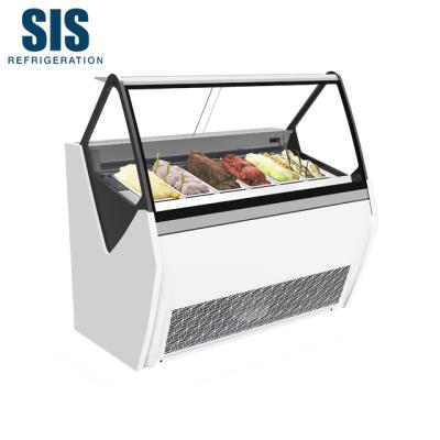 China Single-temperature Commercial Supermarket Refrigeration Equipment Tilted Front Glass Ice Cream Showcase Display Refrigerator for sale