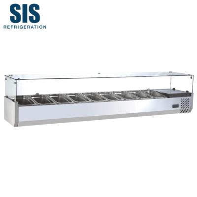 China Commercial Salad Showcase Stainless Steel Single-temperature Refrigeration Equipment Glass Display Fridge for sale