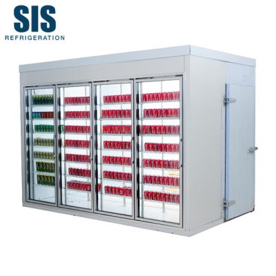 China Single-temperature supermarket commercial refrigeration equipment glass door refrigerator display refrigerator with cold storage room height 2200mm series for sale