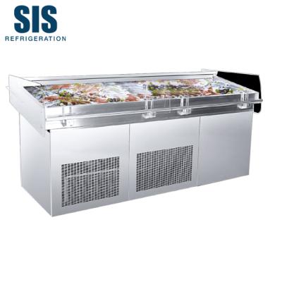 China Double Evaporator Direct Cooling System Supermarket Commercial Refrigeration Equipment Fish Service Over Counter Display Freezer Fridge Height 1195mm - Plug-in Type for sale