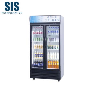 China Single-Temperature Commercial Supermarket Refrigeration Equipment Hinged No Frost Glass Door Beverage Cooler Eco Height Standing 1990 Series for sale