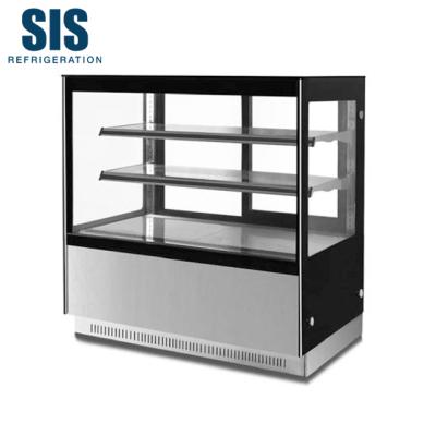 China Mirror Base Commercial Refrigeration Equipment 2 Shelves Bakery Display Showcase Refrigerator Height 1300mm Insulating Glass Series for sale