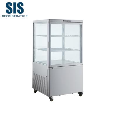 China Single-temperature Supermarket Refrigeration Equipment Standing Double Glass Bakery Pastry Showcase Display Refrigerator for sale