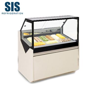 China Front Right Angle Design Double Single-temperature Commercial Refrigeration Equipment Hollow Ice Cream Showcase Display Refrigerator for sale