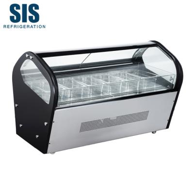 China Single-Temperature Commercial Supermarket Refrigeration Equipment Ice Cream Showcase Display Fridge with 4 Side with Triple Glass for sale