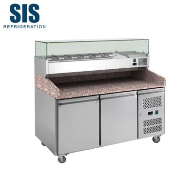 China Commercial 304 Stainless Steel Pizza Counter Granite Top Refrigeration Equipment 800 Series for sale