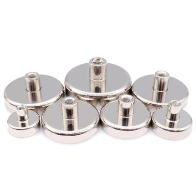 China Industrial Strong Magnet Base Round NdFeB Magnet Base With Wire Neodymium Inner Pot/Magnets Cup for sale