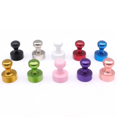 China Hot Selling Simplicity Stainless Steel Strong Magnetic Colorful Magnetic Push Pins Hat Magnets Brushed Office Strong Push Pins for sale