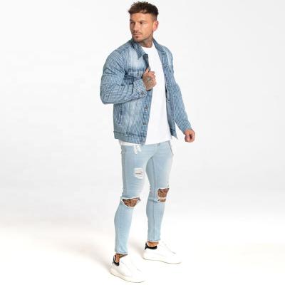 China 2020 Newest Customized DENIM S JACKETS Viable Light Blue Vertical JACKETS MEN'S JACKETS for sale