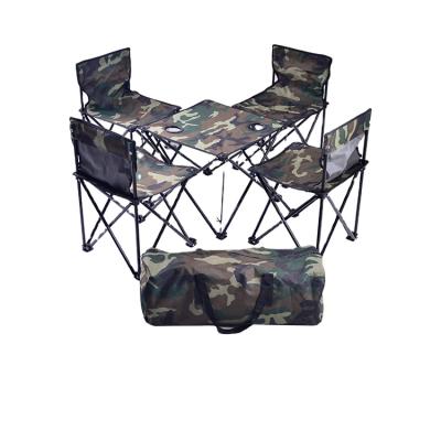 China Modern Style Moisture Proof Folding Camouflage Cloth Oxford Table Chair 5pcs Outdoor Fishing Suit for sale