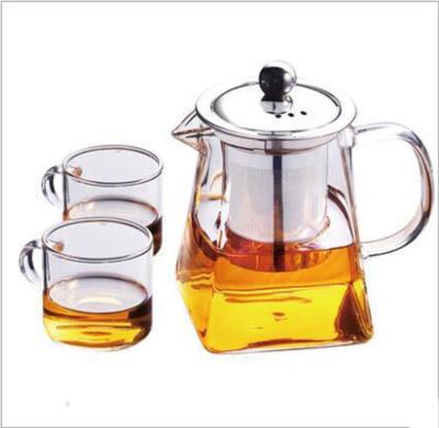 China 350ml 500ml High Borosilicate Glass Sustainable Teapot With Stainless Steel For Loose Leaf Tea High Borosilicate Glass Tea Kettle for sale