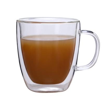 China Home.Restaurant.Bar.Hotel Mugs 500ml Borosilicate Wall Handcrafted Heat Resistant Double Cups Glass Mug With Handle for sale