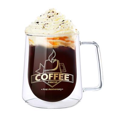 China High Quality Home.Restaurant.Bar.Hotel 200ml Double Wall Heat Resistant Mug Glass Coffee Mug With Handle for sale