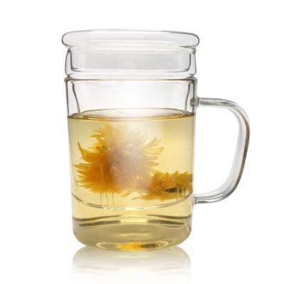 China Borosilicate Cups Double Wall Mugs Viable Handmade Heat Resistant Glass Cup With Glass Inner Filter for sale