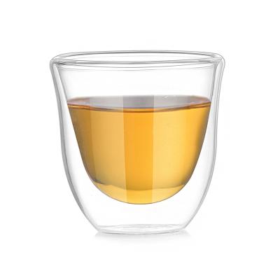 China Double Wall High Wall Mini Glass Tea Cup Hand Blown Sustainable Borosilicate Glass for sale