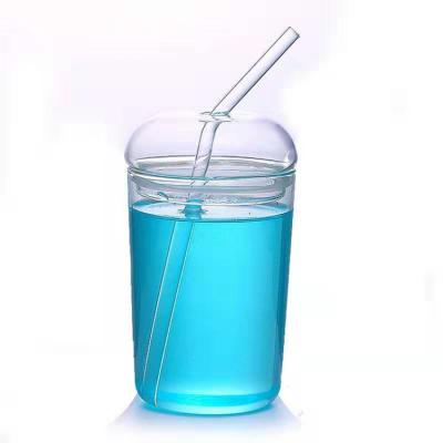 China Modern Clear Glass Mug with Drinking Straw Heat Resistant High Borosilicate for sale