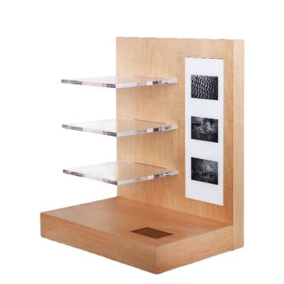 China Factory Customized Natural Wooden Eyewear Floor Counter Eyewear Sunglass Display Rack for sale