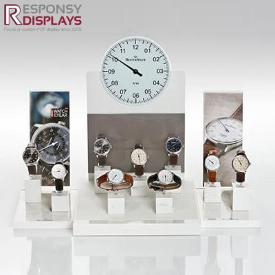 China Innovative Creative Customized Design High End Style Shopping Mall Wooden Watch Display Showcase Counter for sale