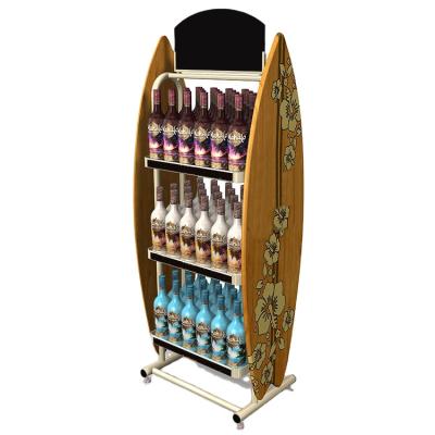 China Free Standing Wine Display China Supplier Floor 4 Shelves Sprits Wine Shows Free Standing Wine Bottle Liquor Display Stand for sale