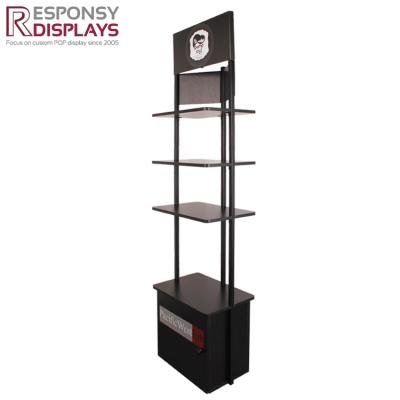 China Floor Display Customized Metal And Wood Hair Salon Products Shampoo Display Stands for sale