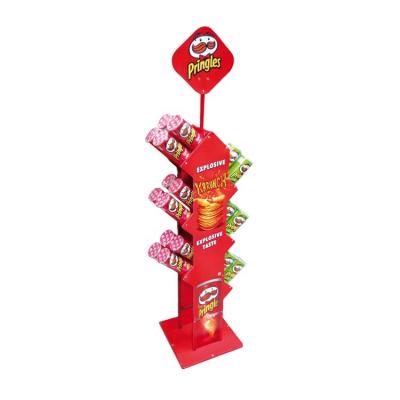 China Floor Display Customized Shopping Mall Floor Metal Snack Display Stand for sale