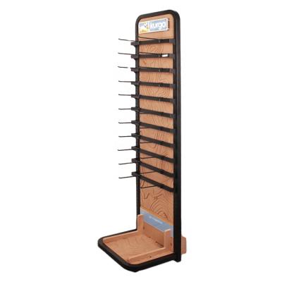 China Clothes Hanging Rack Customized Wood And Metal For Hanging Accessories Hanging Rack Floor Clothes Display Stand for sale