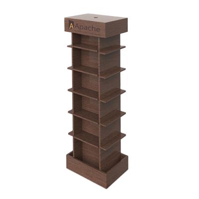 China Floor Magazine and Brochure Display Stand Design Wooden Rotating Magazine and Brochure Display Cabinet for Book for sale