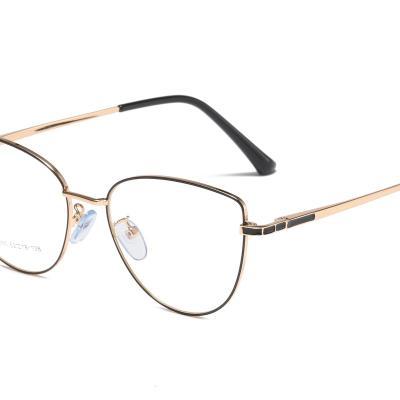 China Modern Blue Lightweight Clear Glasses Metal Glasses Female Anti Computer Glasses Transparent Frames Optical Spectacle for sale