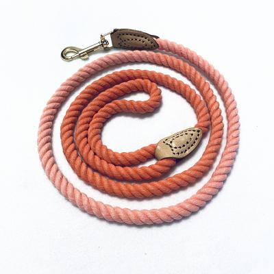 China Attractive Colorful Handmade Cotton Stocked Braided Strong Rope Dog Leashes Pet Leads for sale