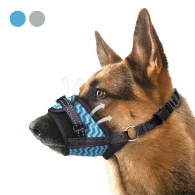 China Stocked Bark Chewing Mesh Nylon Soft Dog Muzzle Breathable Sharp Reflective No Big Bark Dog Muzzle With Adjustable Buckle for sale