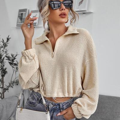 China High Quality Solid Color Long Sleeve Pullover Anti-Wrinkle ZIPPER Autumn Clothing Women Top Sweater for sale