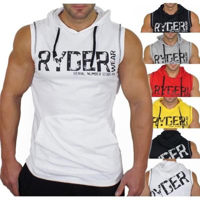 China Breathable Summer Sports Boy Running Vest Men's Fitness Sleeveless Vests With Hood Bodybuilding Workout Gym Vest for sale