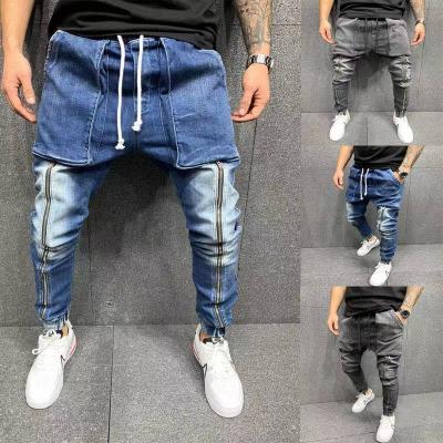 China Wholesale Viable Mens Jeans Denim Pocket Big Pants Autumn Slim Regular Fit Drawstring Pencil Jeans Elasticity Male Jeans for sale