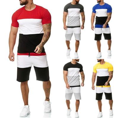 China Amazon Men's Summer Sports QUICK DRY T-Shirt + Shorts Short Sleeve Casual Tracksuits Shorts Set Mens Gym Shorts Suit for sale