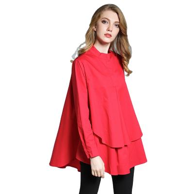 China Wholesale Grace Fashion Clothing Shirt Women's Plus Size RUFFLES Plus Size Loose Long Sleeve Casual Dress for sale