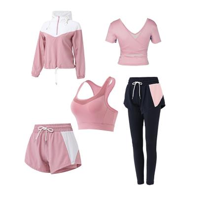 China 2021 New Women's Yoga Suit Sportswear Women's Fitness Suit Running Quick-Drying Large Size Sports QUICK-DRY Frontier Five-Piece Set for sale