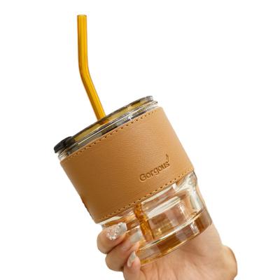 China Nordic Clear Bamboo Sublimation Mug Tea Coffee Mugs Viable Blank Glass Travel Mugs With Lids And Straws for sale