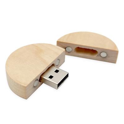 China Advertising Wooden Round USB Flash Drive YONANSON Round USB Stick High Quality OEM Custom Logo for sale