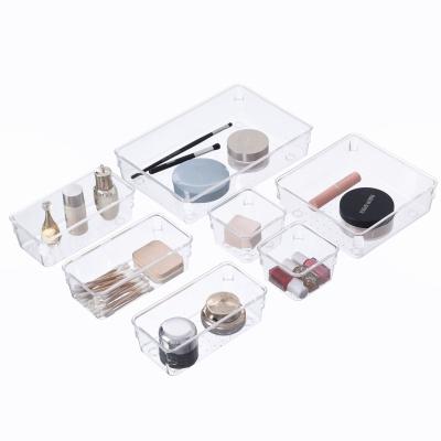 China Modern Drawer Tray Dividers Organizers Versatile Kitchen Utensil Bathroom Desk Storage, Clear Drawer Organizers Set for sale