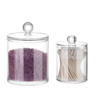 China Bathroom Storage Canister Jar Cotton Ball and Swab Organizer Q-Tips Stored Holder for sale