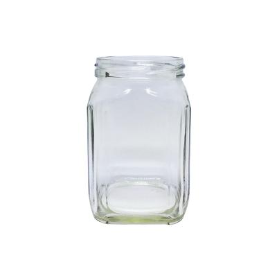 China Fast Shipping Glass Food Jam Jar Glass Bottle Honey Pickle Sauce Food Square Bottle Fast Shipping for sale