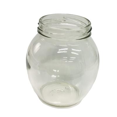 China Food industry wholesale 350ml oval food jar honey jam jar glass bottle manufacturing for sale